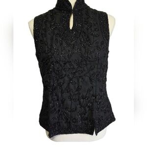 Vintage Y2K Fashion Bug black beaded dressy halter top